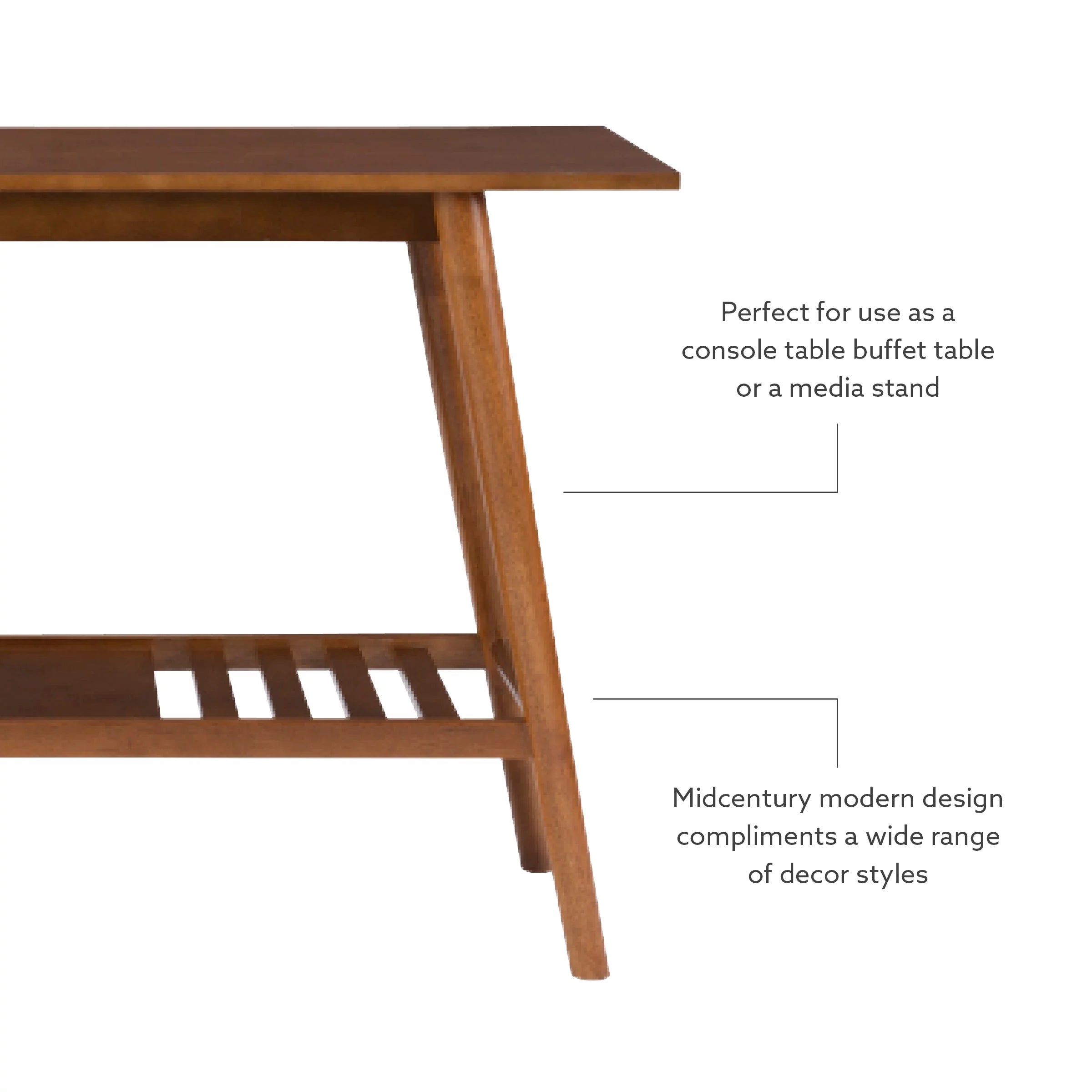 Mid-Century Indoor Console Table, Walnut V131