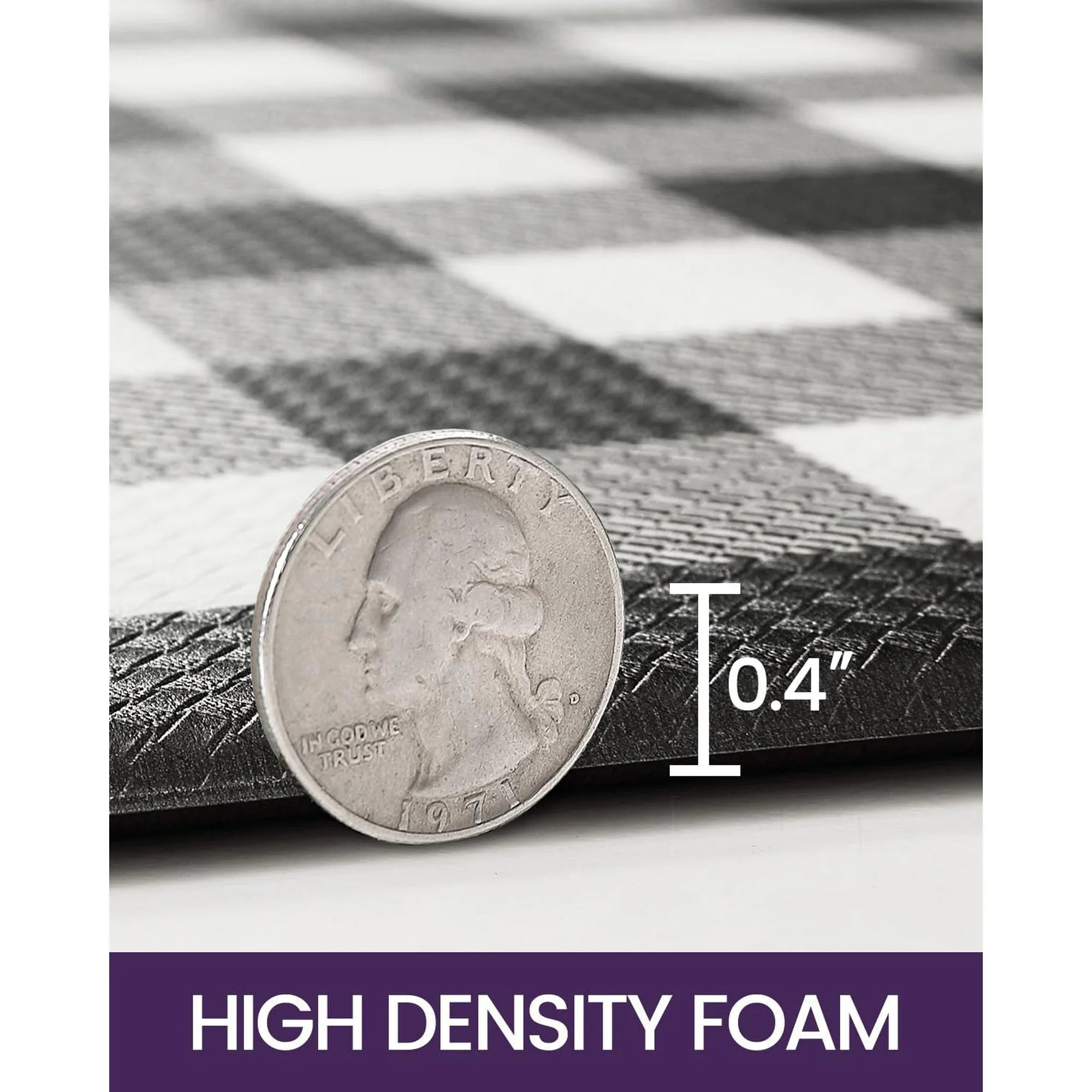 Kitchen Floor Mats Anti Fatigue, Large Wide Cushioned Runner Rug, Waterproof Non Skid, Black and White Buffalo Plaid B21378