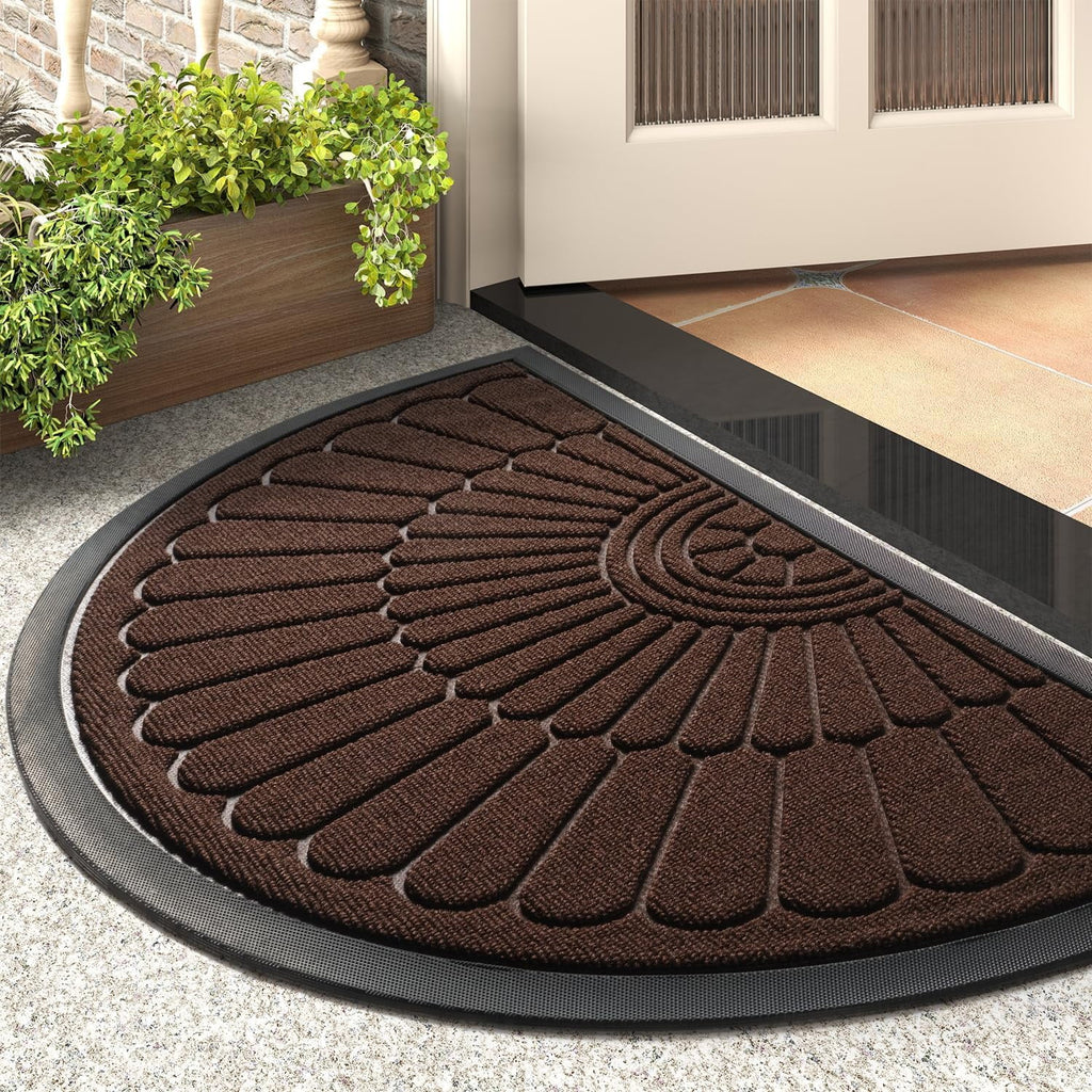 Semicircular Non Slip Rubber Door Mat for Outdoor Indoor Entrance W6008