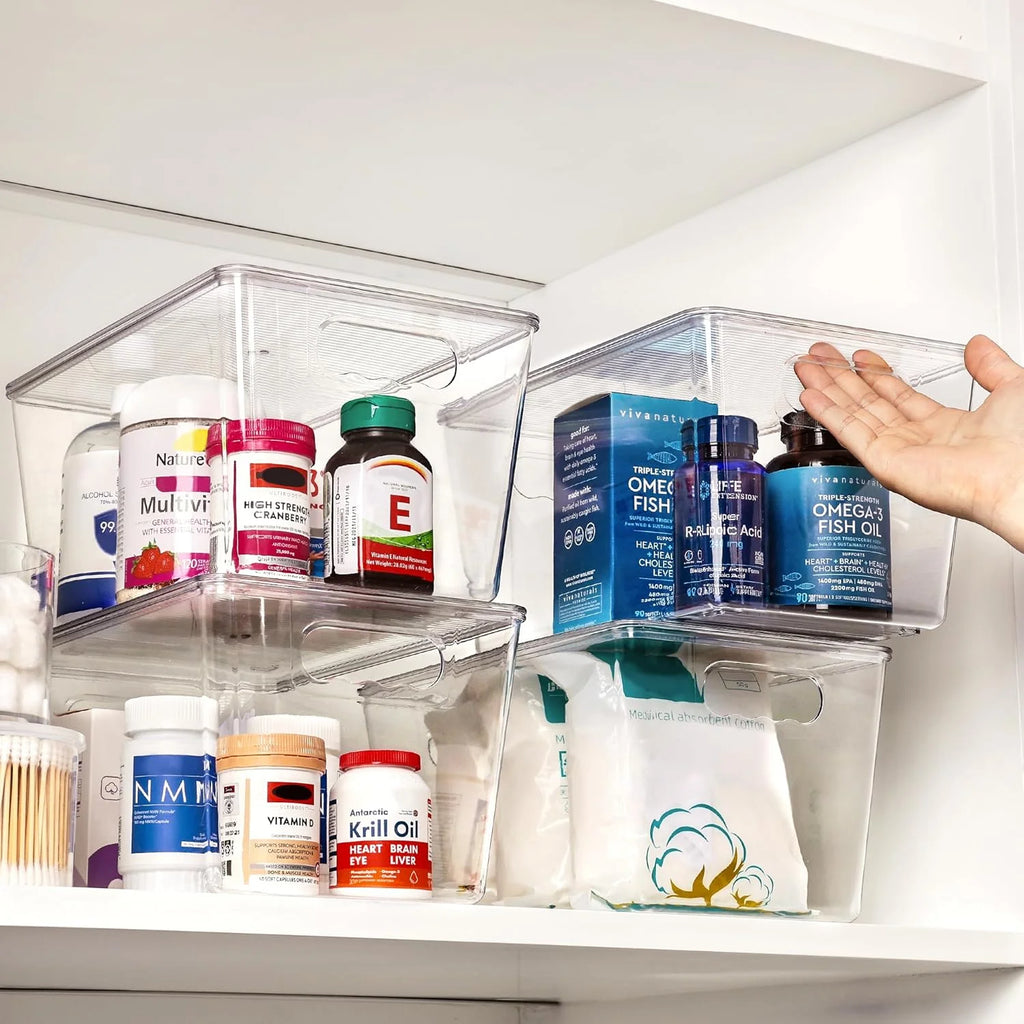 Clear Stackable Storage Bins with Lids and Handles R44370