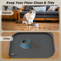 Dog &amp; Cat Food Water Mat with Pocket, Waterproof Silicone Pet Feeding Mat for Bowls, Automatic Feeders, Water Fountains