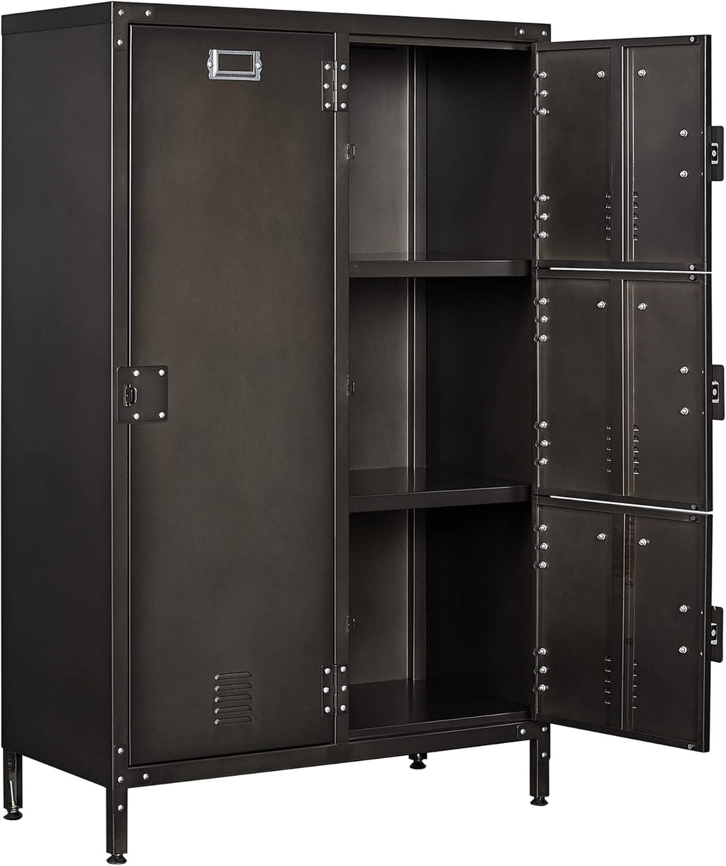 Letaya Metal Locker Storage Cabinet,55" Steel Retro Wardrobe,4 Doors Lockable,Adjustable Feet Organizer Locker for Employees Home Office School Gym (4 Door)