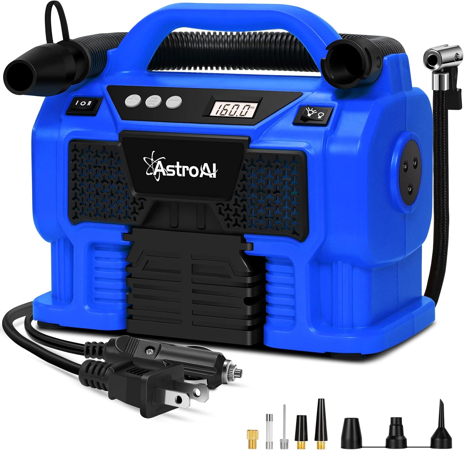 AstroAI Tire Inflator Air Compressor Portable Cordless Car Tire Pump 160 PSI 3 Power Supply 12V DC / 110V AC / 20V Battery with Dual Metal Motors & LCD Pressure Gauge for Tires & Inflatables ACJY3PYE Pack of 2