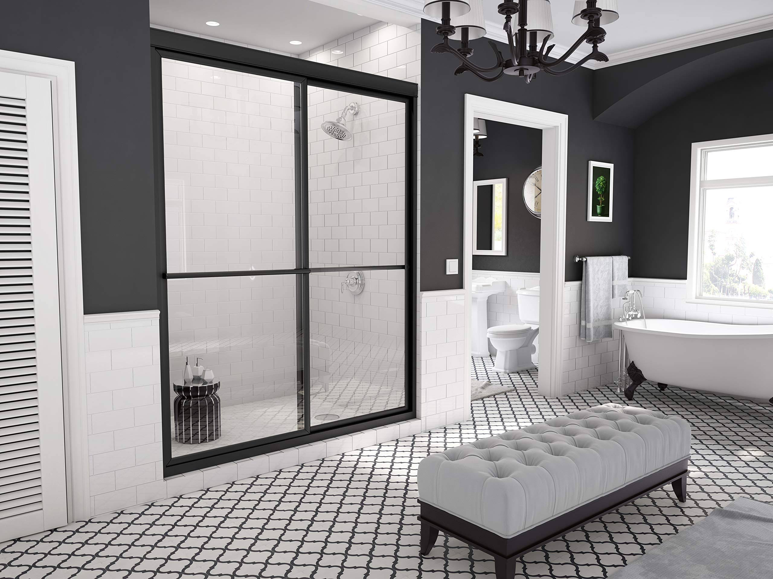 Framed Sliding Shower Door 42 x 70 Inch, Black J408970