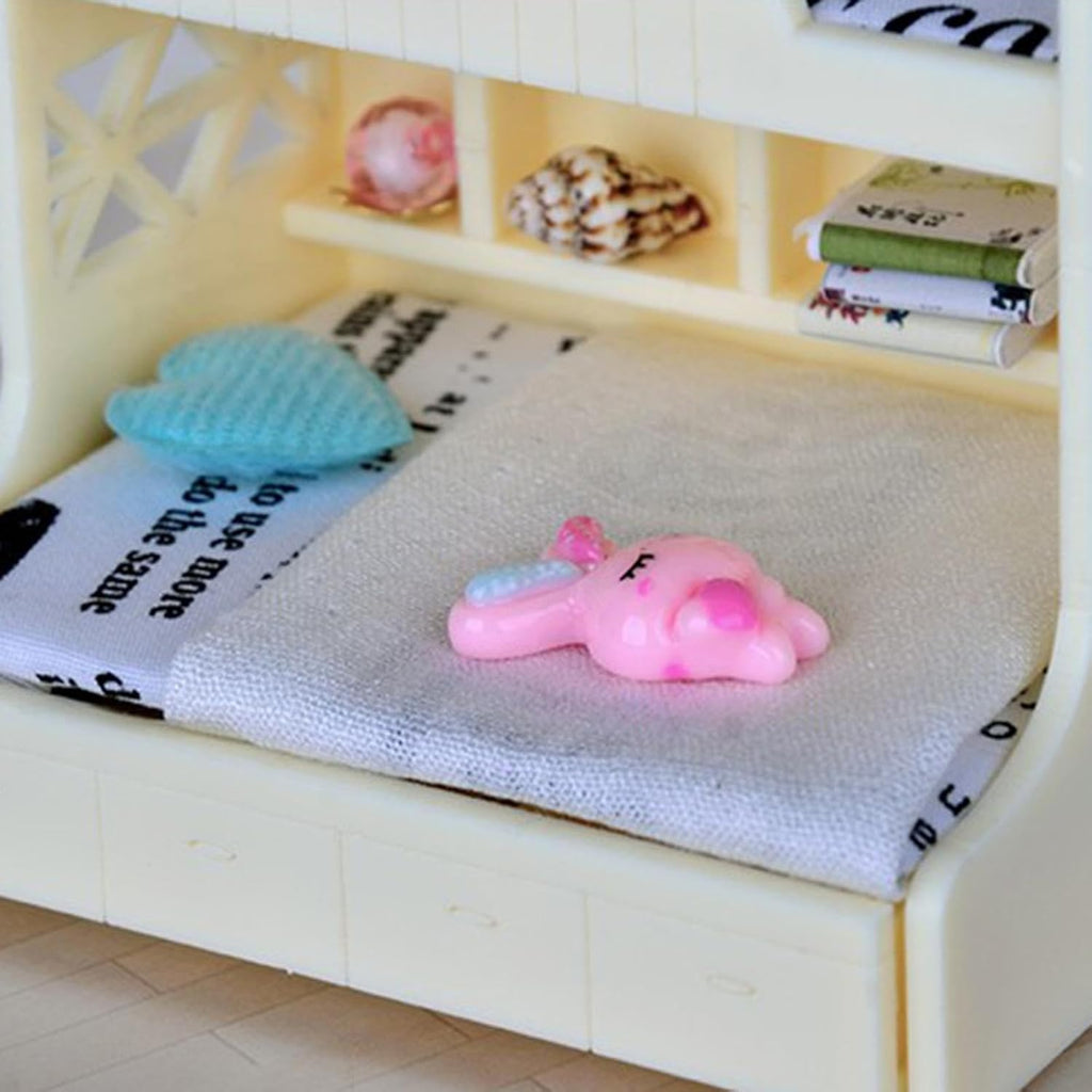 1/12 Scale Dollhouse Bunk Bed with Accessories for Miniature Bedroom Furniture H6220