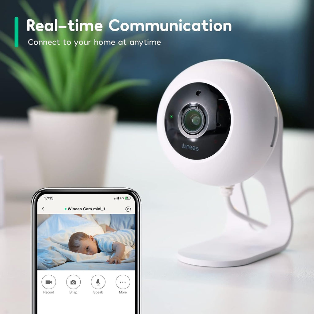 Indoor Security Camera, 2K WiFi with 2-Way Audio and Night Vision, 2-Pack B386