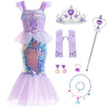 Little Girls Mermaid Princess Costume Sequins Party Dress for Toddler Kids Baby Halloween Dress Up with Accessories