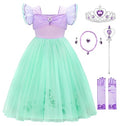 JerrisApparel Little Mermaid Costume For Girls Princess Dress Cosplay Role Play Outfit Accessories