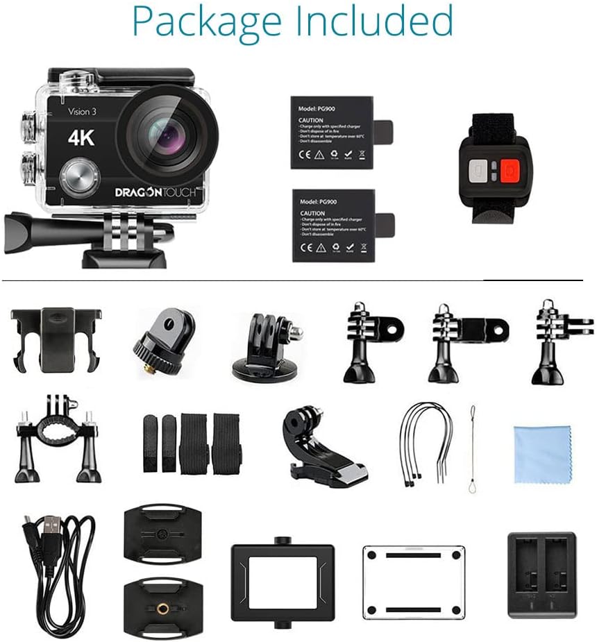 4K Action Camera 16MP Waterproof Sports Cam with Remote and Accessories P89662