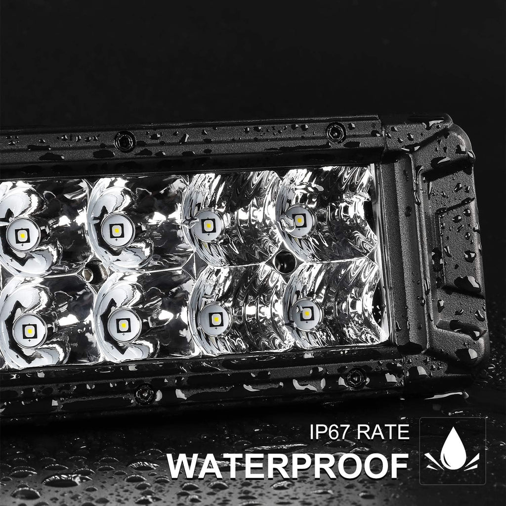 LED Light Bar 8 Inch Double Row 120W Spot Flood Combo Off Road Lights IP68 Waterproof Driving Light for Trucks, 2Pcs T3484