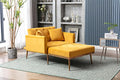 Modern Tufted Velvet Sofa 2 in 1 Chaise Lounge Chair Indoor with Adjustable Backrest and Two Pillows for Living Room Bedroom Office, Single Sofa Bed with Rose Golden Feet and Arms, Beige