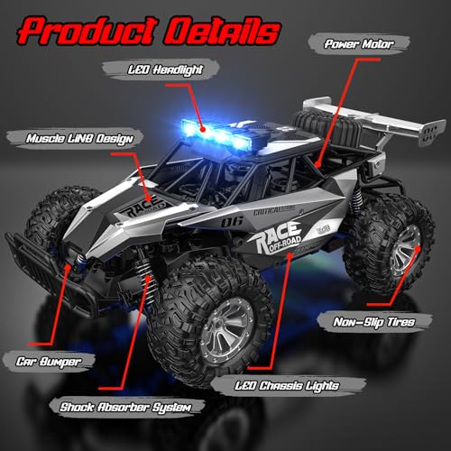 Remote Control Car, 2.4GHz High Speed 33KM/H RC Truck, Off Road with LED Headlight Z515