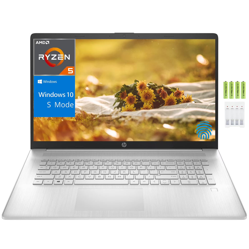 HP 17 17.3" 1920 x 1080 Full HD Business Laptop Computer, 6 Core AMD Ryzen 5 5500U, 32GB RAM, 1TB PCIe SSD, Fingerprint, Numeric Keypad, Wi-Fi 5, Bluetooth 4.2, Windows 10 Home (S Mode), w/Battery