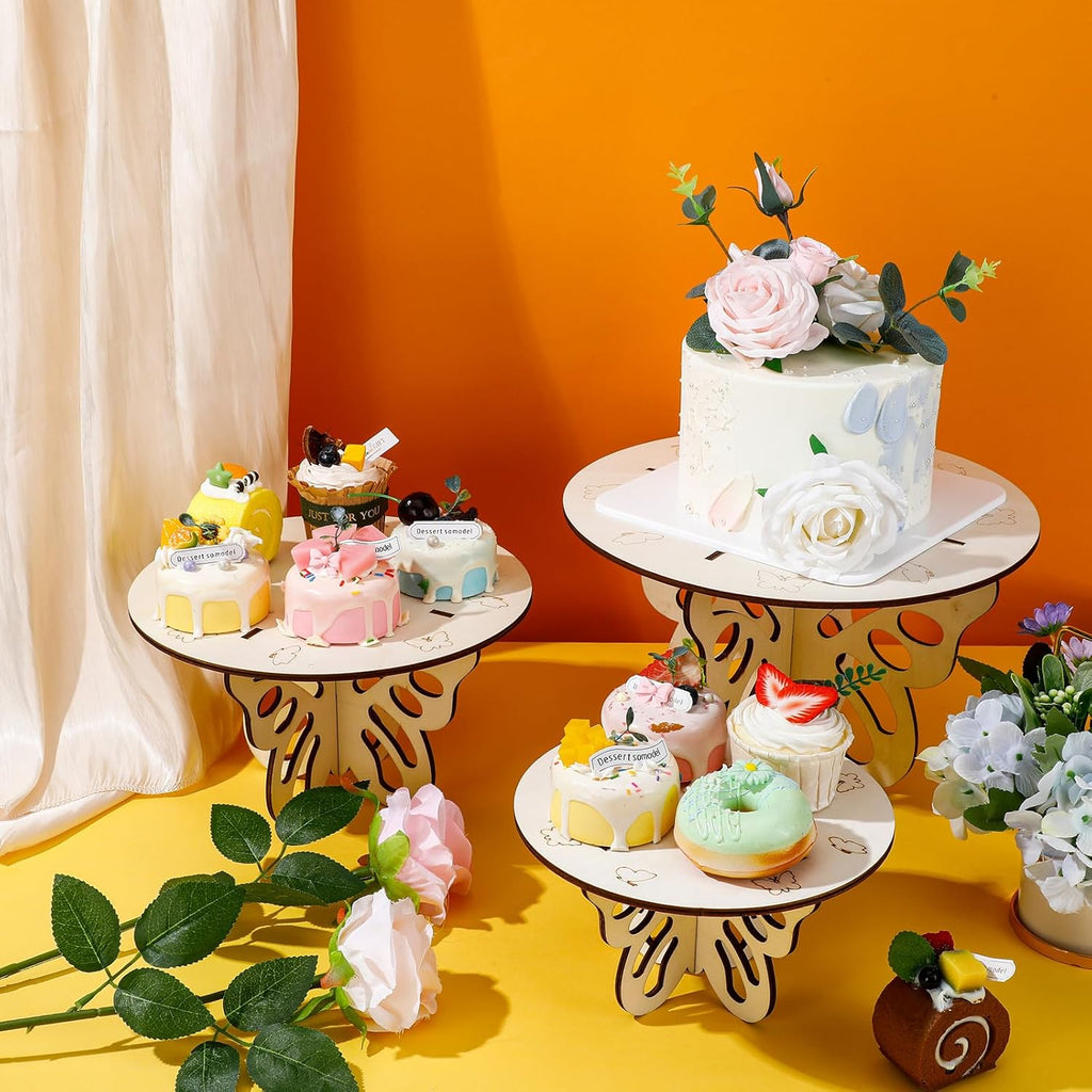 Butterfly Wood Cake Stands Set 12 10 8 Inch for Party Q64574