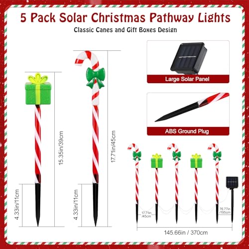 Solar Christmas Candy Cane Lights Outdoor, Pathway Stake Lights, 24 Pack G8137