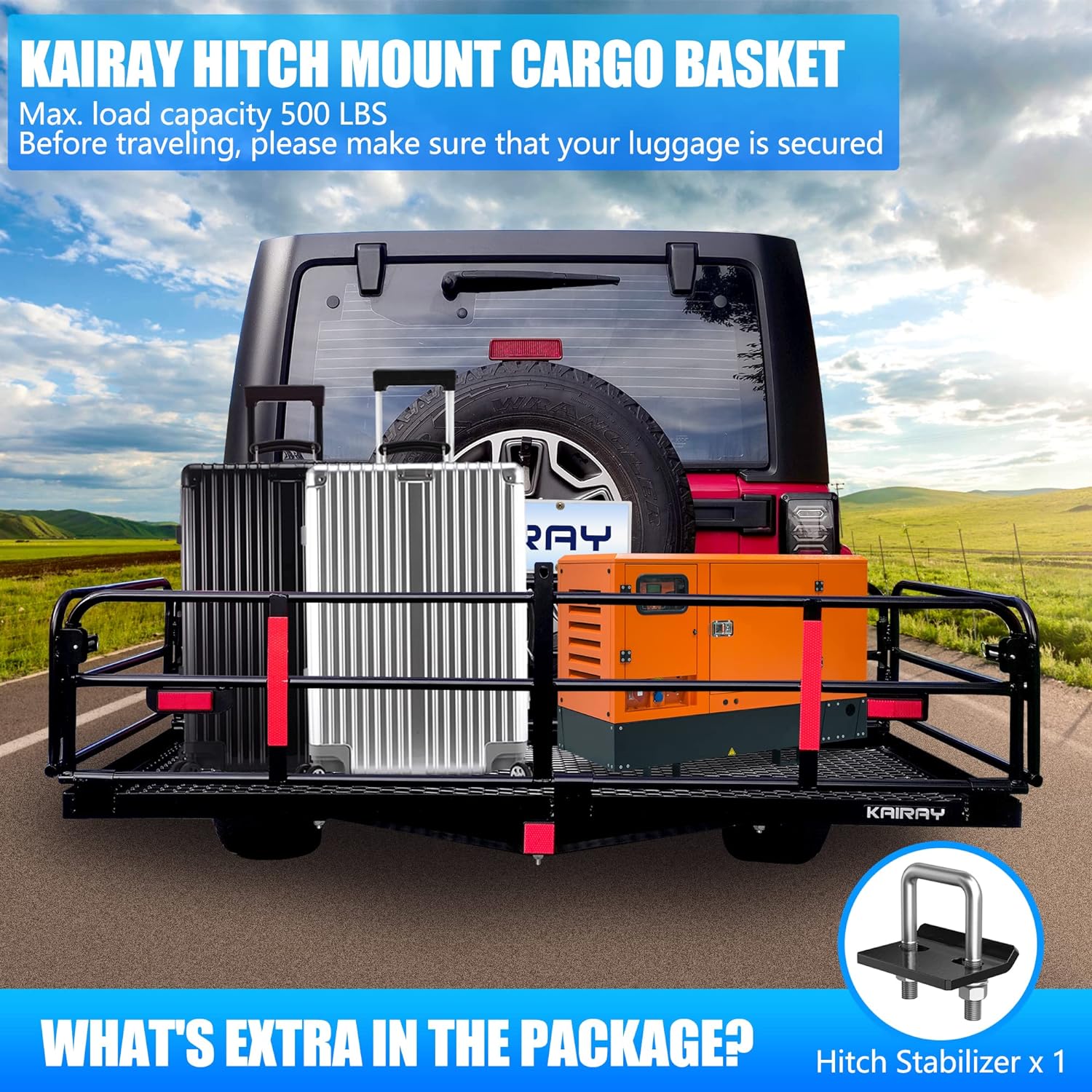 Hitch Mount Cargo Carrier 60" x 24" Folding Rack for Car SUV Y44846