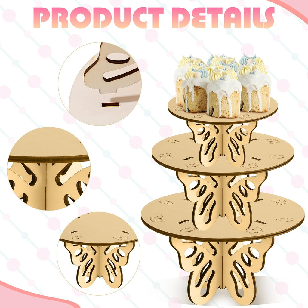Butterfly Wood Cake Stands Set 12 10 8 Inch for Party Q64574