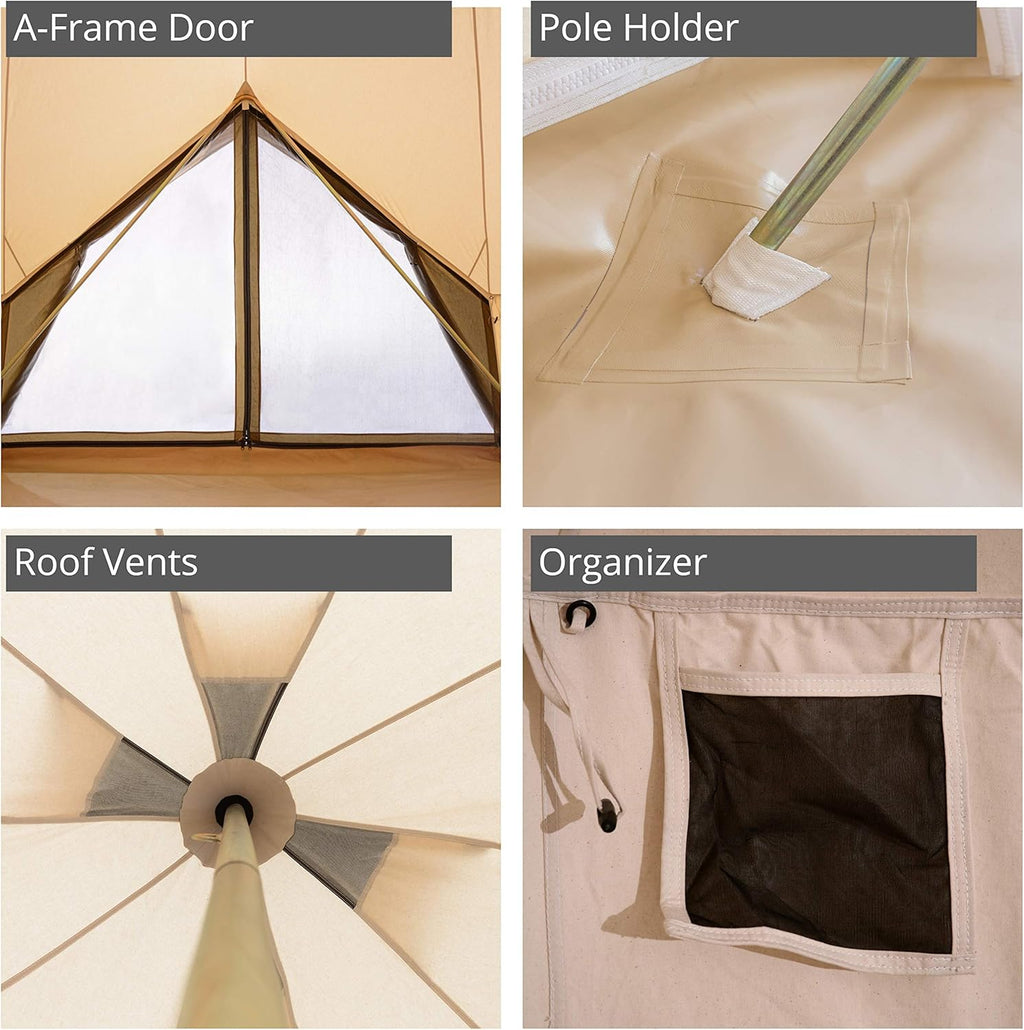 Canvas Bell Tent for Camping & Glamping with Stove Jack B396