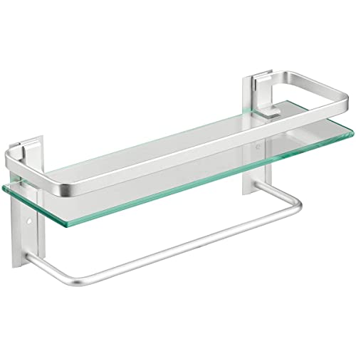 Bathroom Wall Shelf 15.7in Glass Shelves Wall Mount 3 Tier Black Z220686