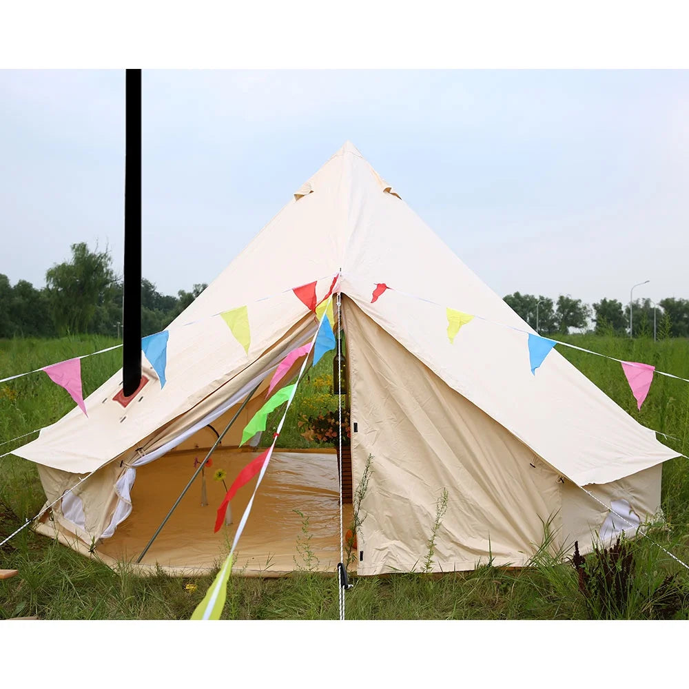 6M Double Door Bell Tent Waterproof Cotton Canvas Glamping Yurt I127