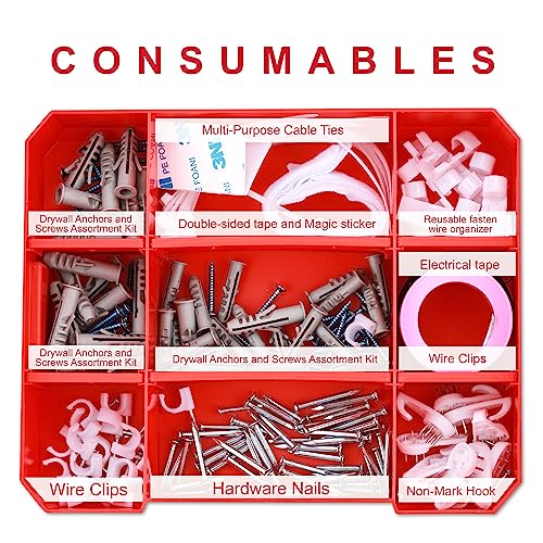 Mini Red Tool Box, Portable 5-Drawer Steel Tool Case with Liner F445