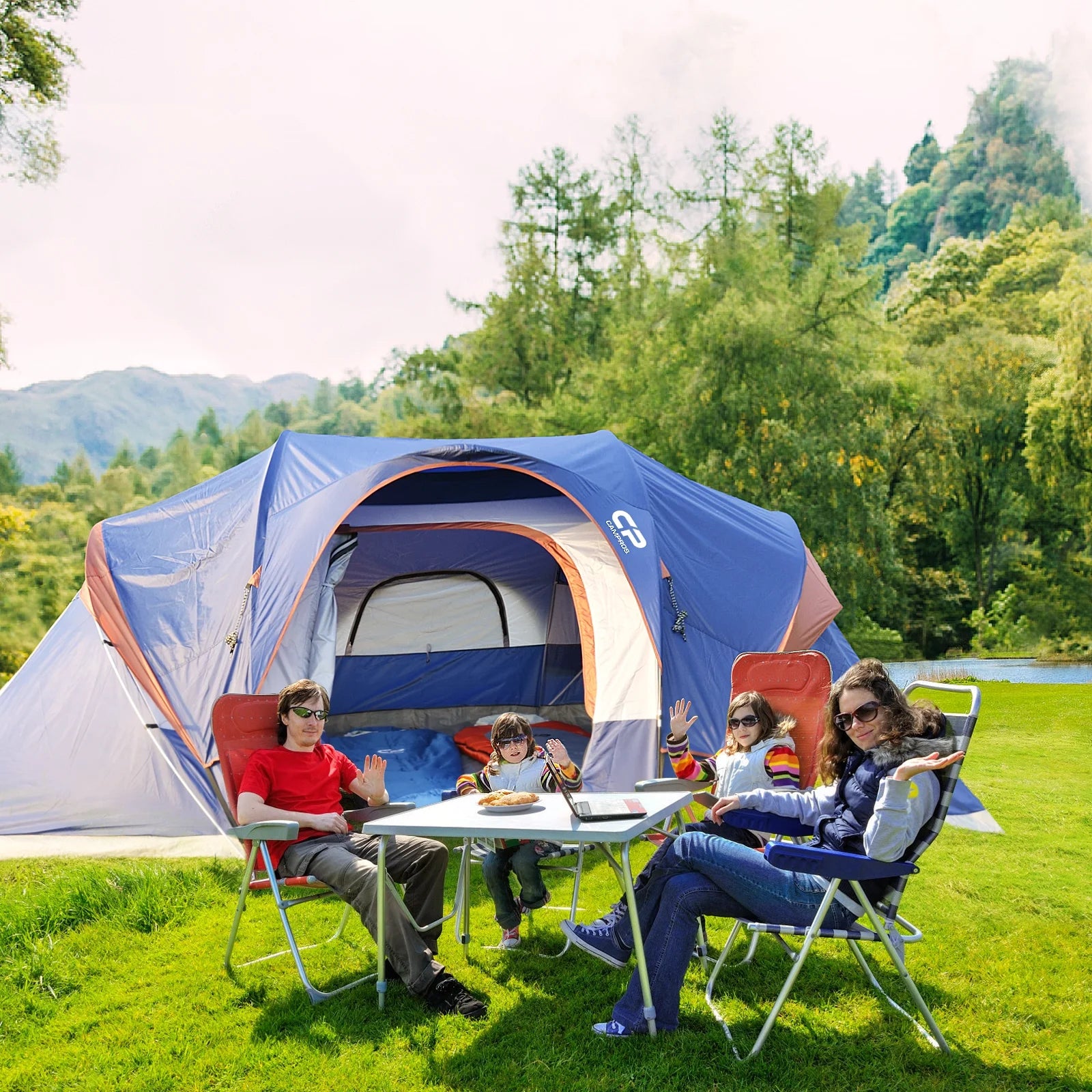 9 Person Camping Tent, Easy Set Up, Waterproof, Room Divider C69764