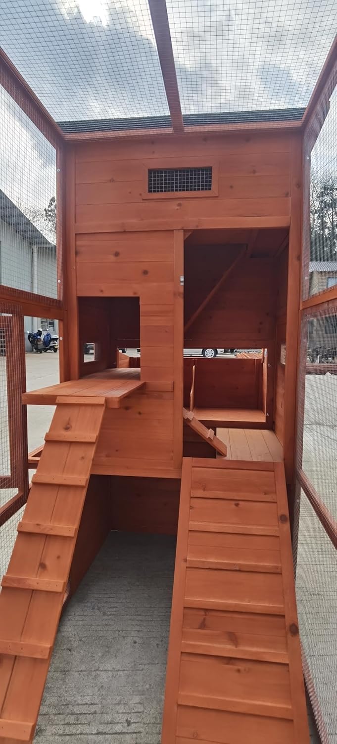 Large Backyard Wood Chicken Coop with Nesting Box & Run J685