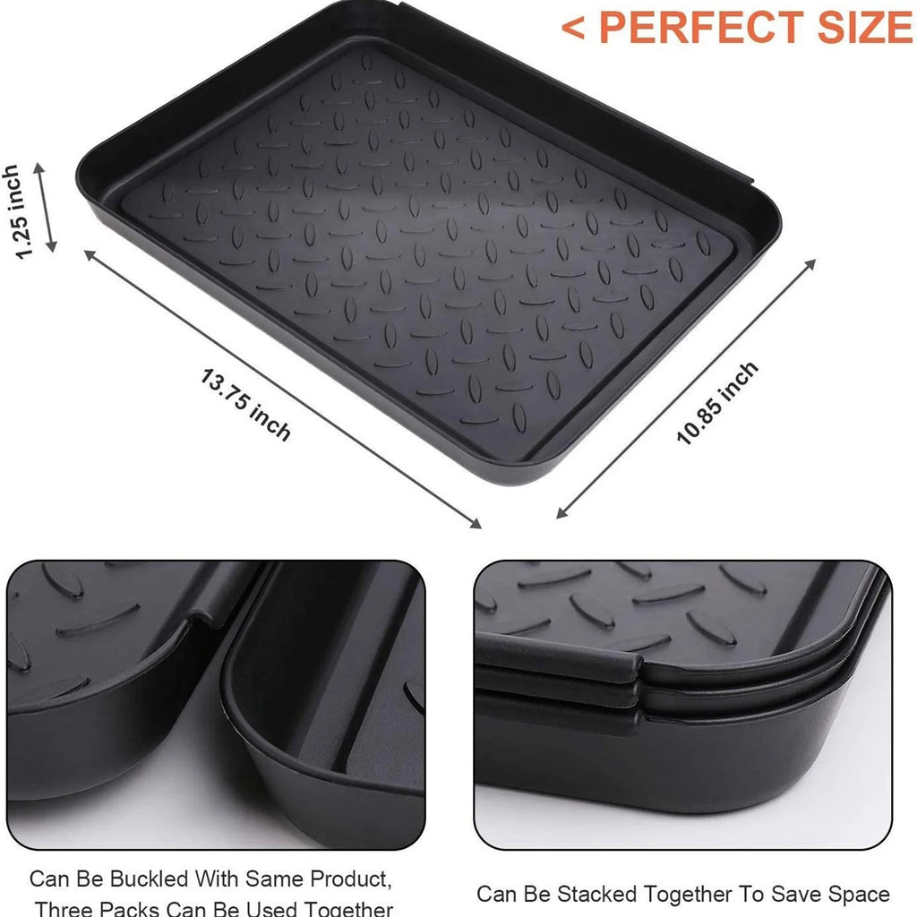 Boot Tray Heavy Duty Shoe Mat, 13.7x10.8 Inch, 6 Pack, Black V199918