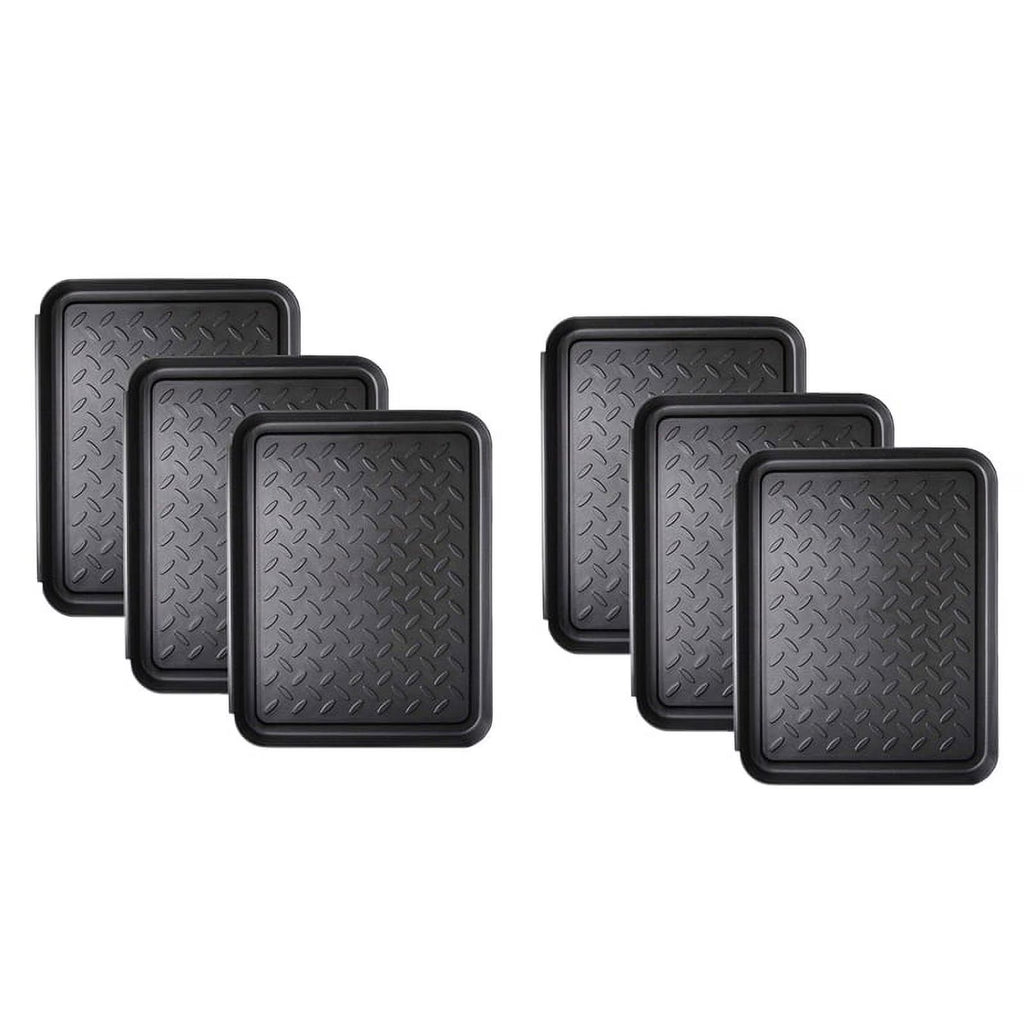 6PCS Boot Tray Heavy Duty Shoe Mat Trays,Storage Tray,Dog Bowl or Cat Bowl Mats Trap Mud to Floor 13.7X10.8 Inch,6 x tray,black