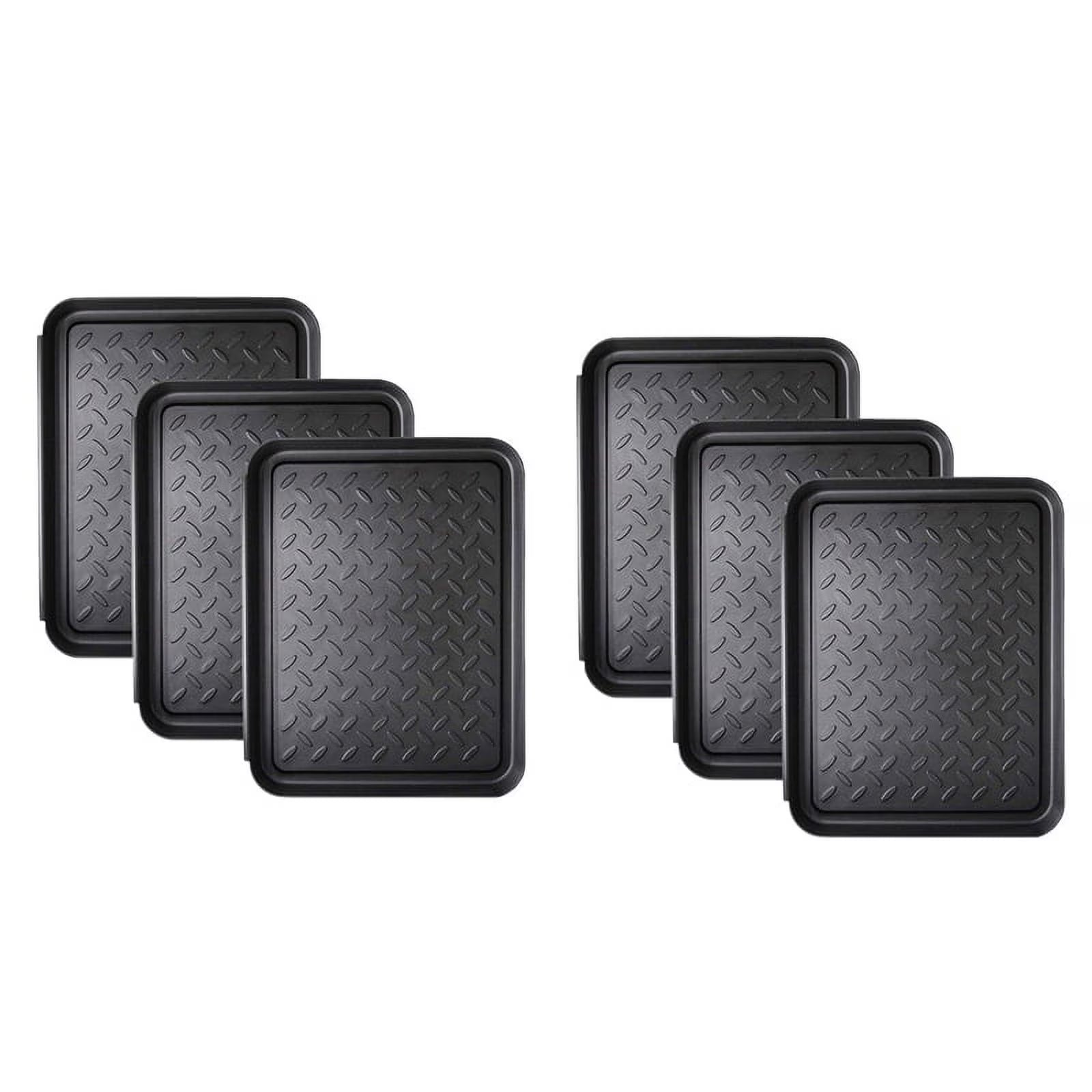 6PCS Boot Tray Heavy Duty Shoe Mat Trays,Storage Tray,Dog Bowl or Cat Bowl Mats Trap Mud to Floor 13.7X10.8 Inch,6 x tray,black