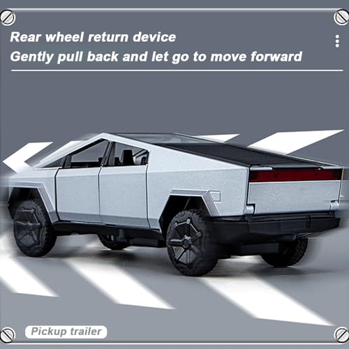 Diecast Pickup Trailer RV Model Toy Truck with Beach Motorcycle, Sound Light Pull Back I5768