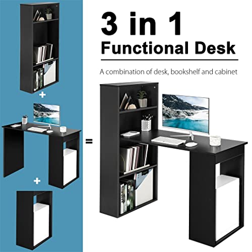 Computer Desk with 6 Tier Storage Shelves, Black T992352