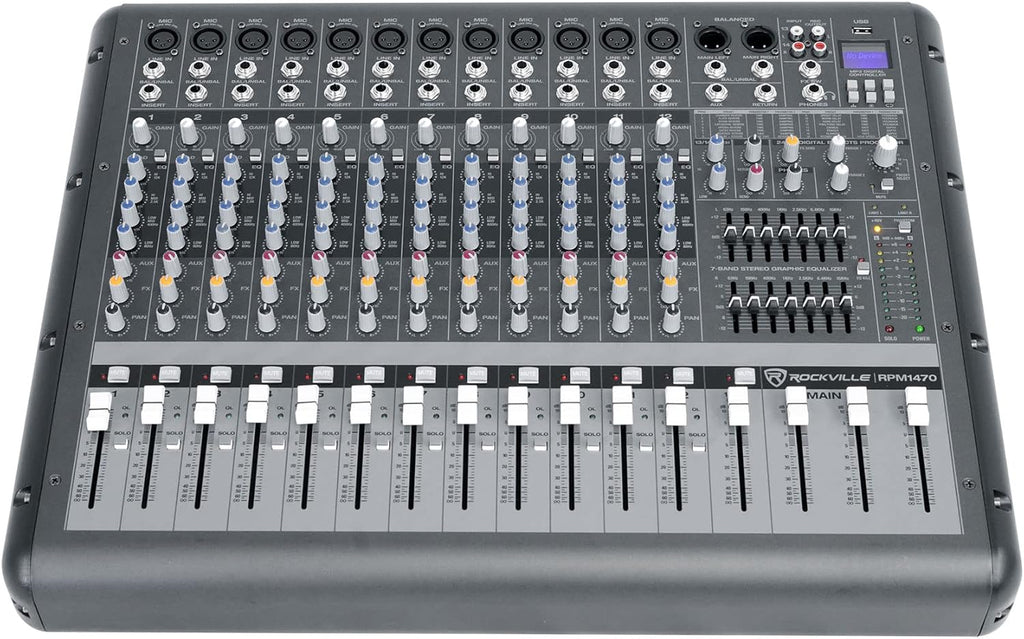 12 Channel 4800W Powered Mixer with 7 Band EQ and Effects Q7001