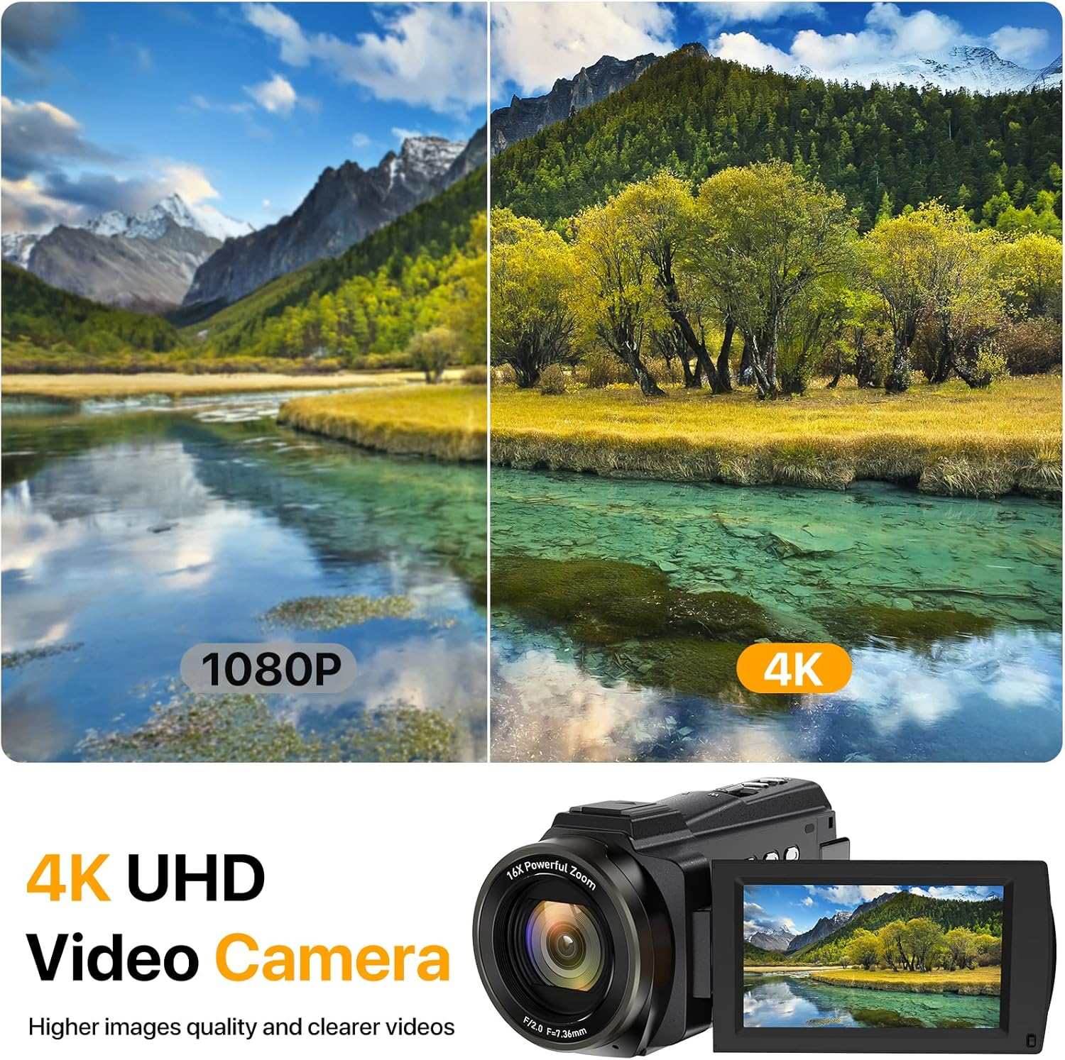 4K Video Camera Camcorder 48MP 60FPS with Microphone and Night Vision V9258