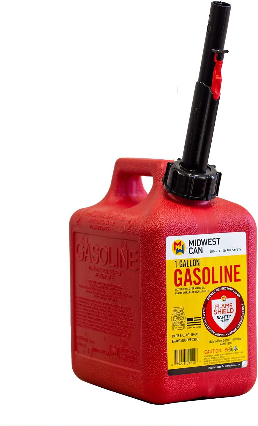 Quick-Flow Spout Midwest Can 1210 Auto Shut Off Gasoline Can - 1 Gallon