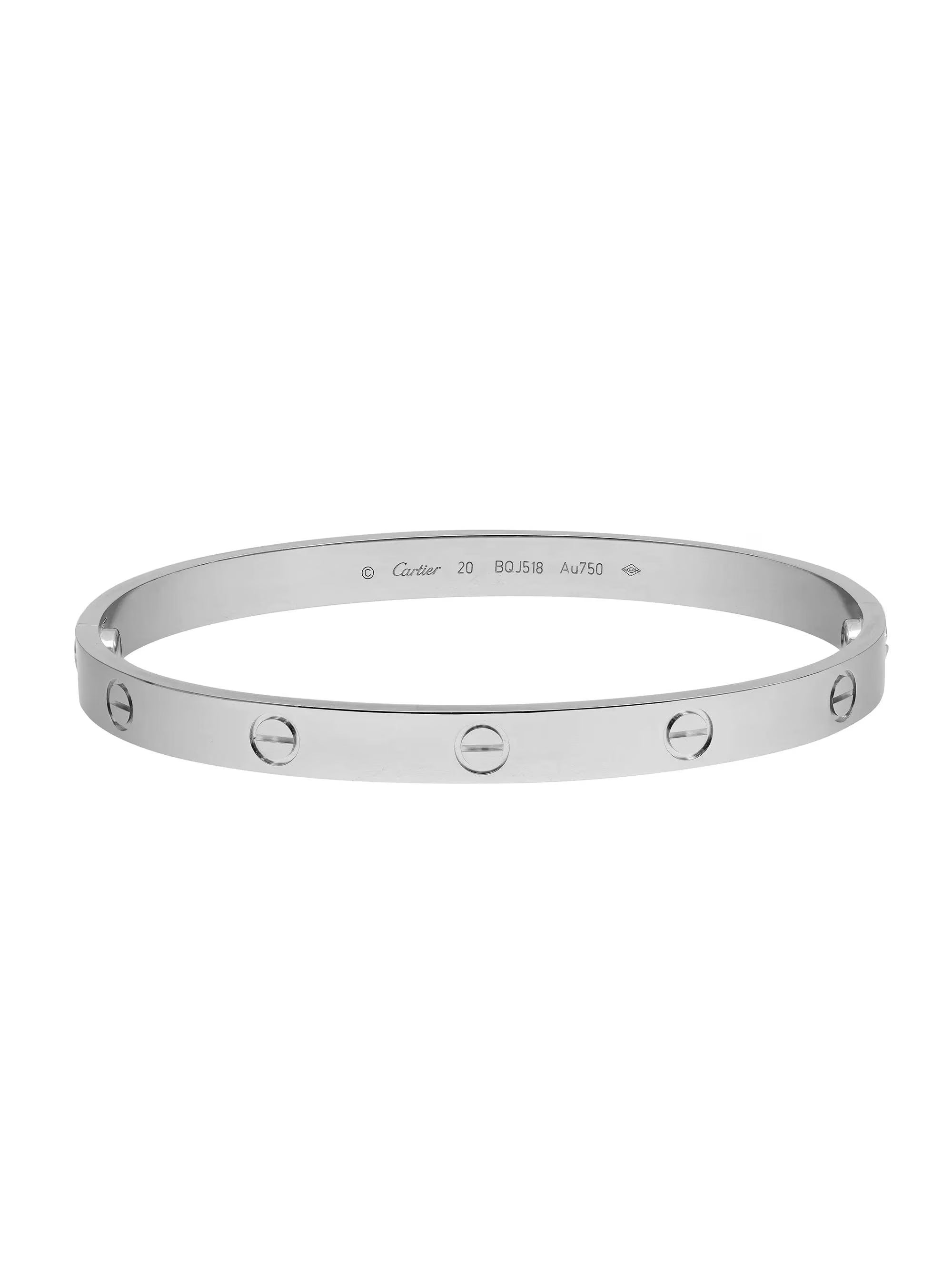 Cartier Love Bracelet Unisex 18K White Gold Size 20 New Style