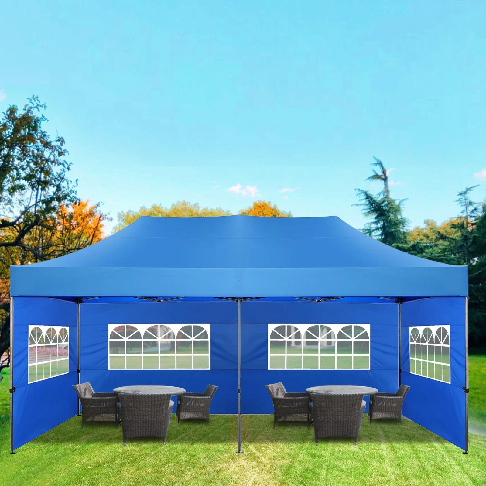 10x20 ft Pop Up Canopy Tent with Removable Sidewalls and Roller Bag X584106