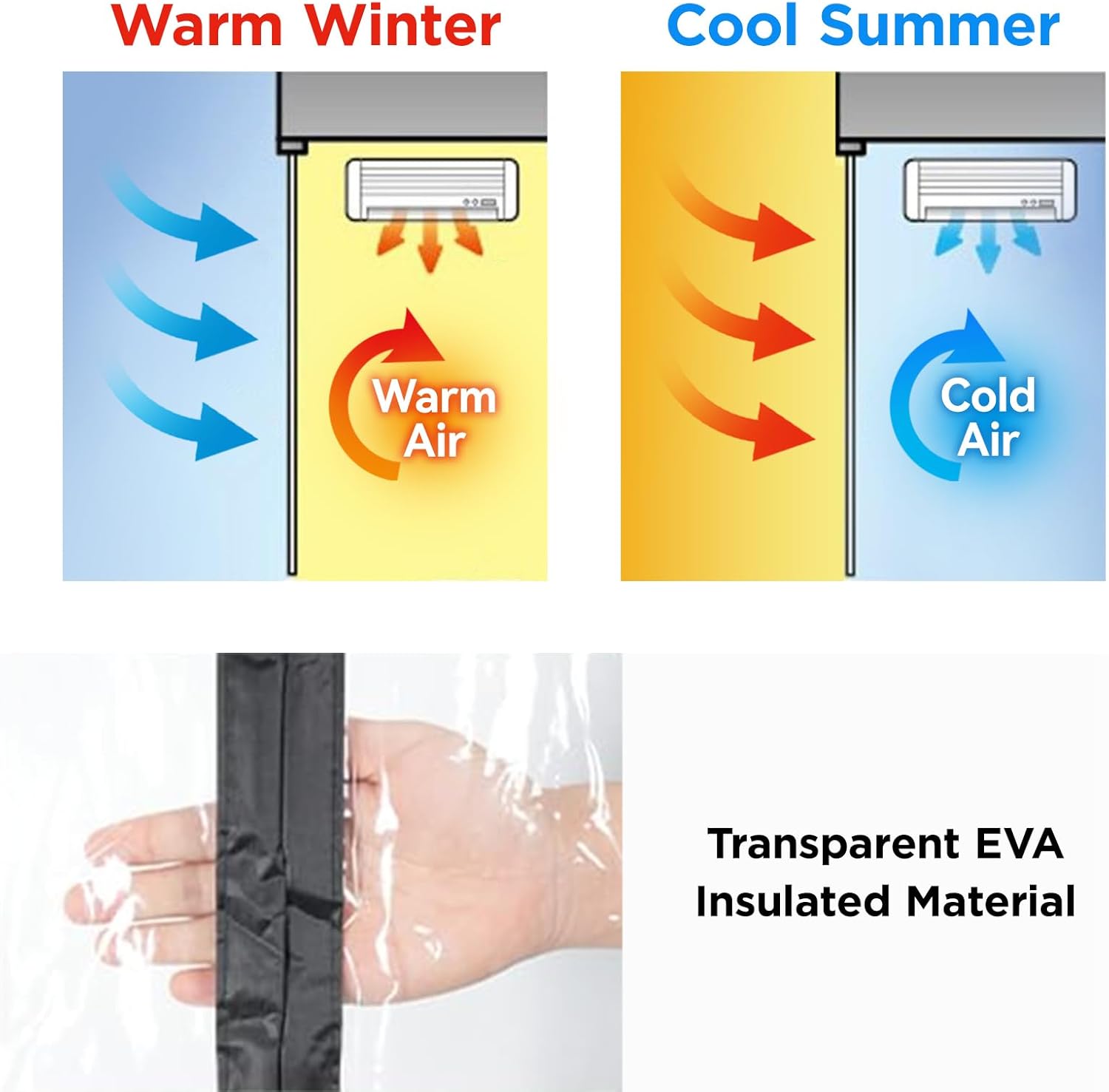 Transparent Insulated Door Curtain Magnetic Thermal Screen V688254
