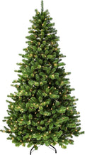 Puleo International 7.5' Pre Vermont Spruce Sure-Lit Pole and 550 UL-Listed Clear Incandescent Lights Artificial Christmas Tree, Green