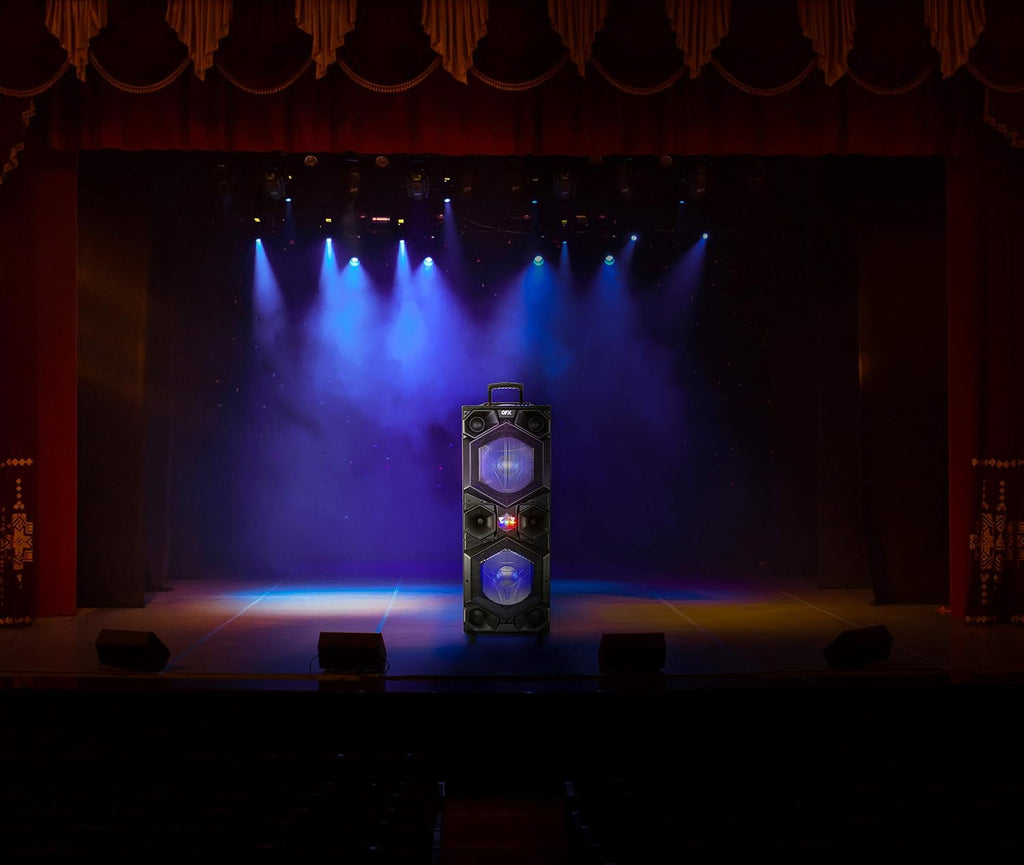 Portable PA Speaker System with Dual 15" Woofers and Party Lights H95935