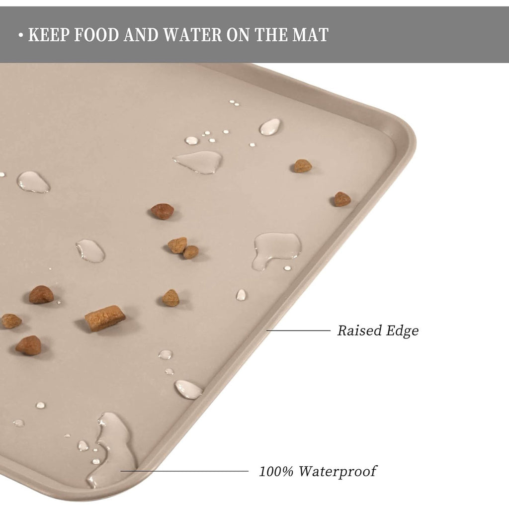 Waterproof Pet Feeding Mat with Raised Edges for Cats and Dogs O303589