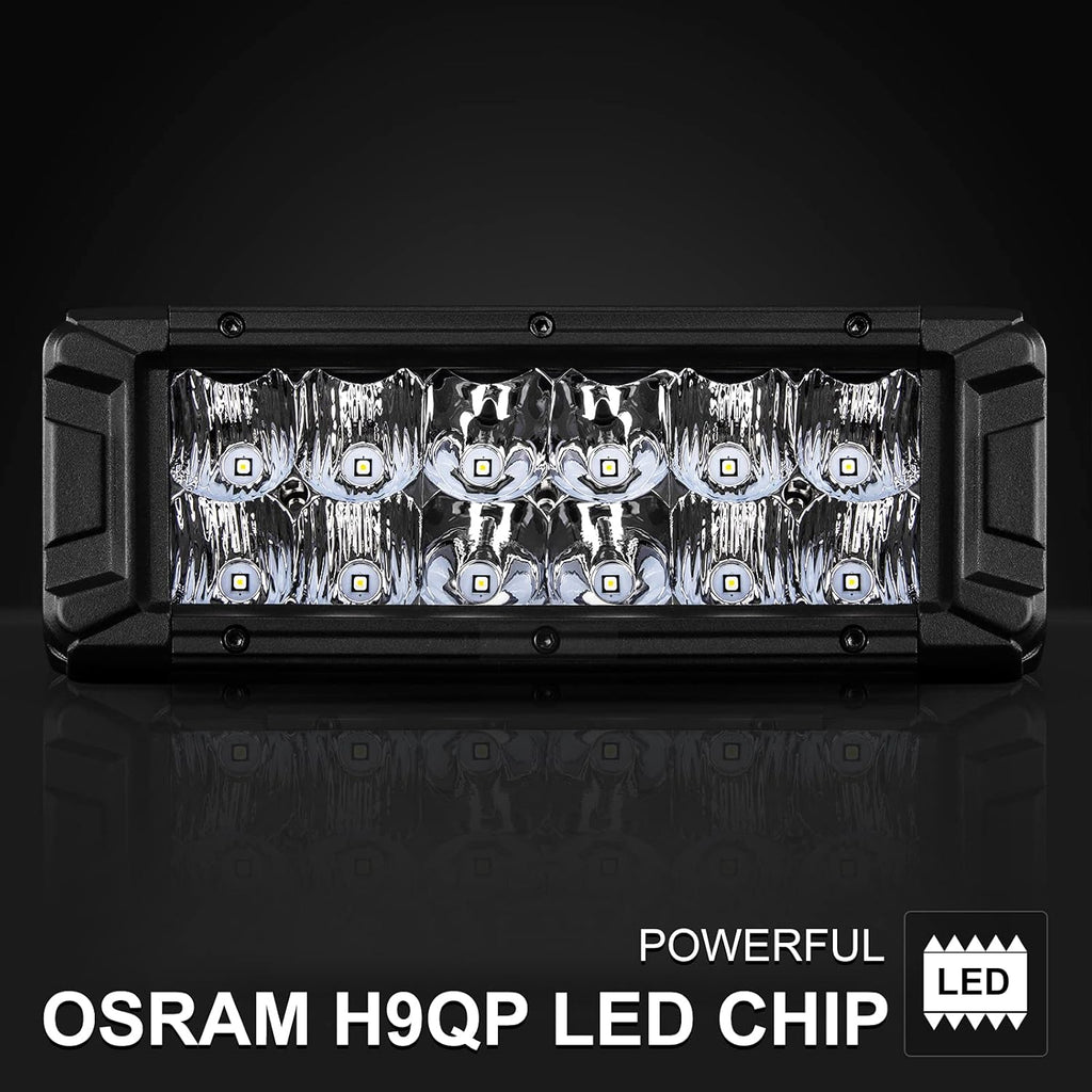 LED Light Bar 8 Inch Double Row 120W Spot Flood Combo Off Road Lights IP68 Waterproof Driving Light for Trucks, 2Pcs T3484