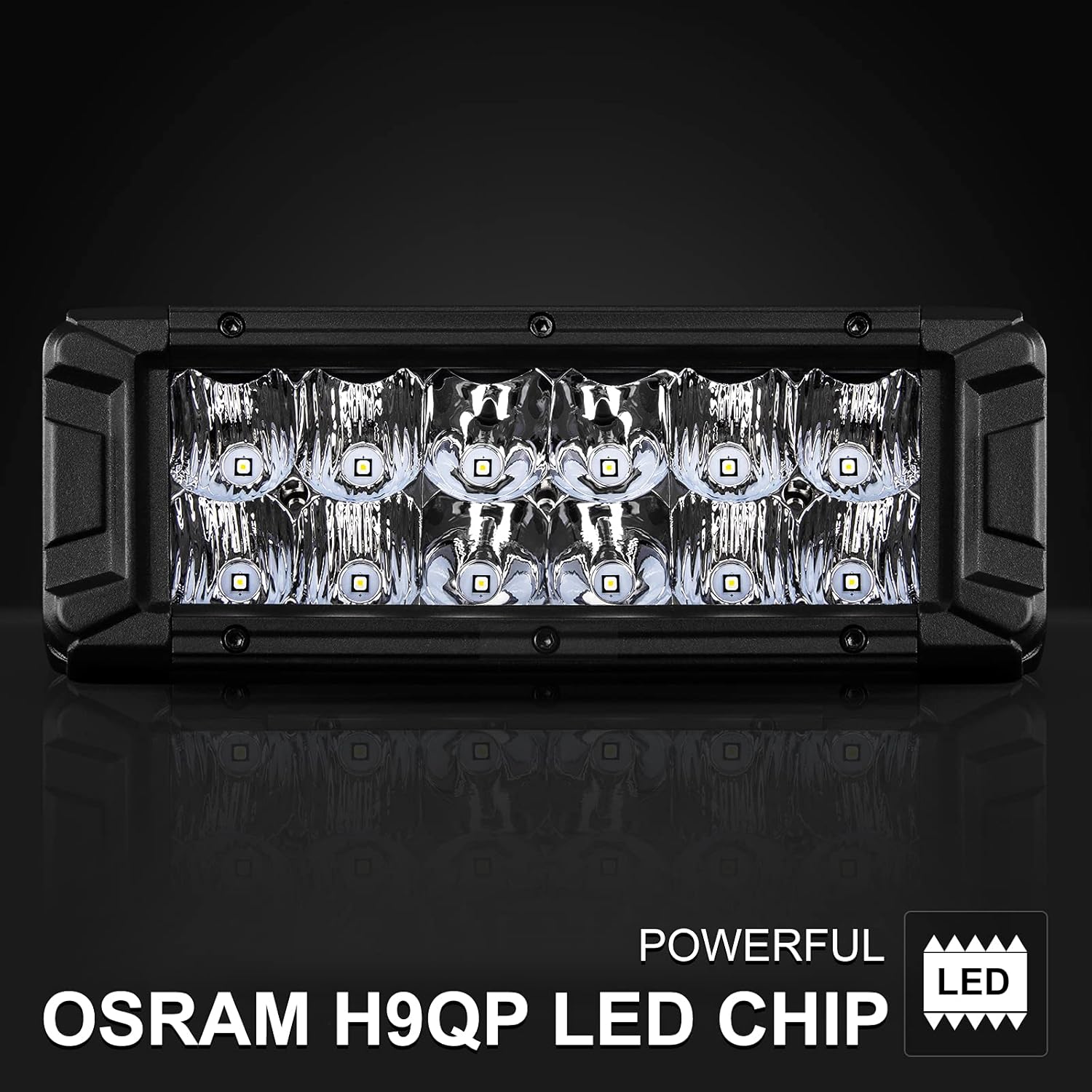 LED Light Bar 8 Inch Double Row 120W Spot Flood Combo Off Road Lights IP68 Waterproof Driving Light for Trucks, 2Pcs T3484