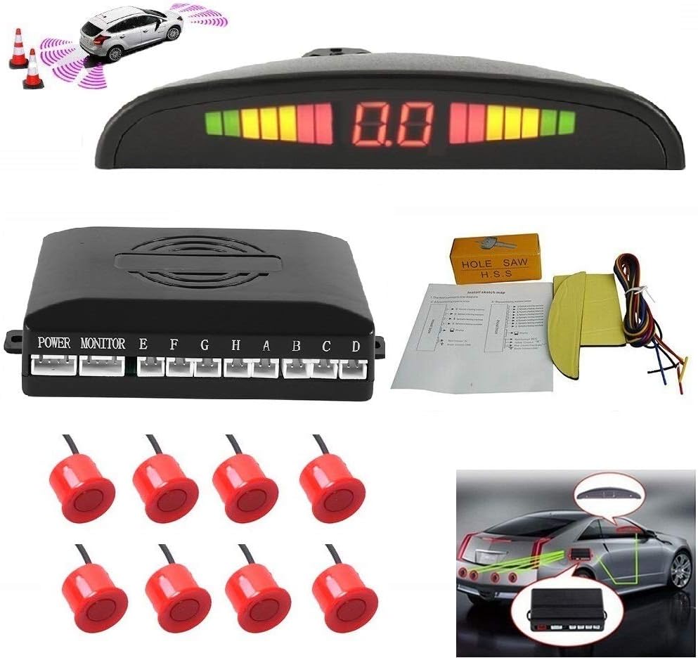 Car Parking Sensor Reverse Radar System with Front and Rear Alarm Buzzer LED Display I75149