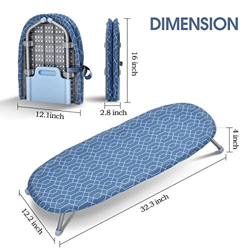Foldable Ironing Board, Tabletop Small Board with 2 Heat Resistant Covers, Portable Non-Slip Feet Z698