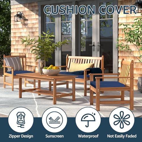 Outdoor Patio Cushion Covers Replacement, 23.6x23.6x3.9 Navy Blue W2792