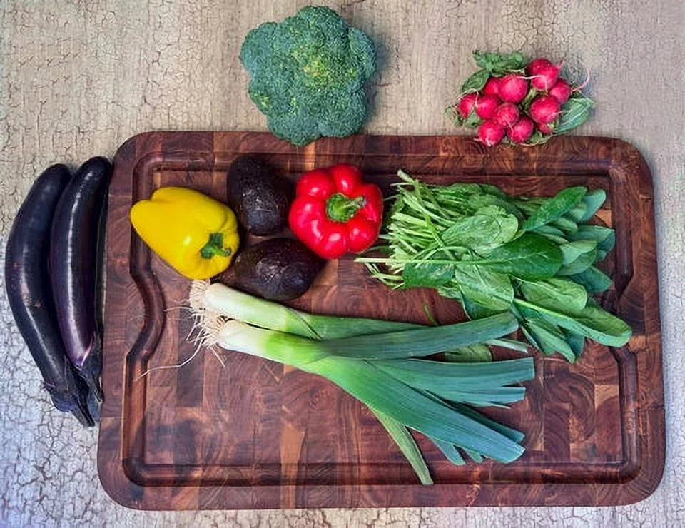 Organic End-Grain Acacia Cutting Board with Juice Groove, 24 x 16 x 1 R2500