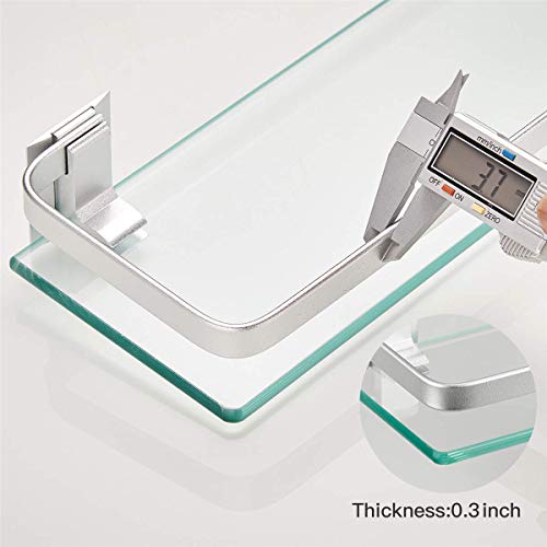 Bathroom Wall Shelf 15.7in Glass Shelves Wall Mount 3 Tier Black Z220686