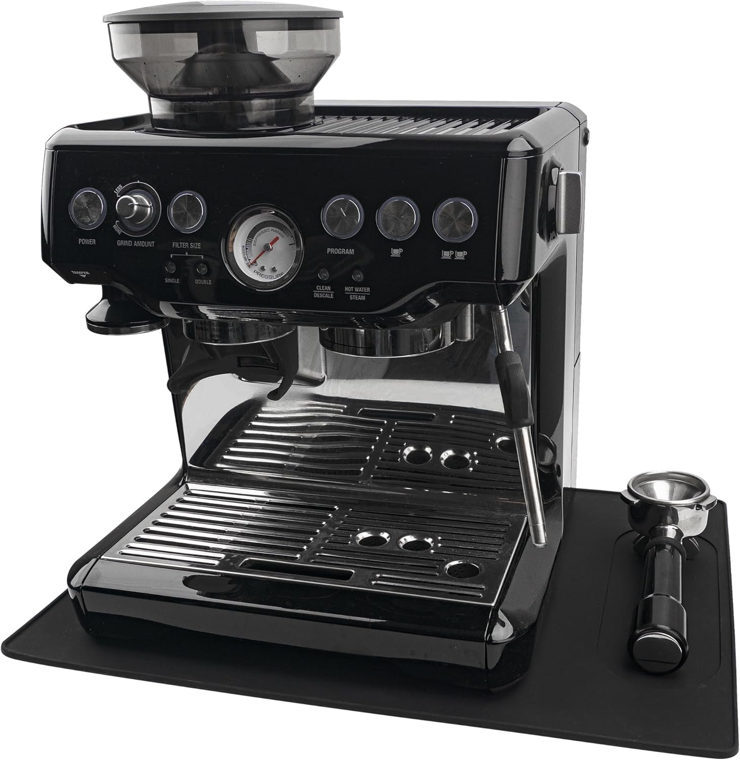 Silicone Mat Under Coffee Machine With Lip Automatic Machines Accessory, Black Multifunctional Rubber Base Mat, 18.9” x 13.8”