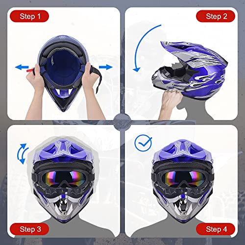 Off-Road Motorcycle Helmet with Goggle, Gloves & Mask V369861